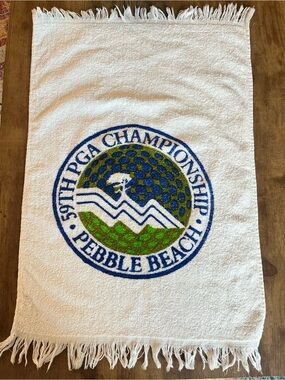 VTG Pebble‎ Beach 59th PGA Championship Logo Golf Towel Cotton Fringe 1977 RARE